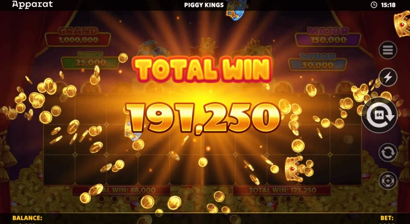 Piggy Kings – vinstskärm i Free Games